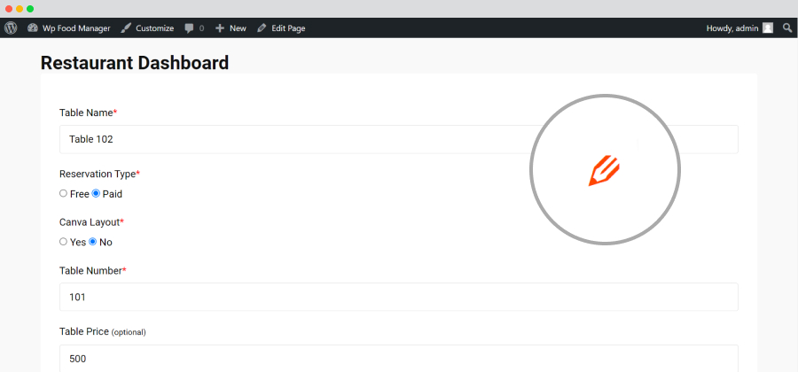 frontend-Restaurant Dashboard-Table Layouts-Edit